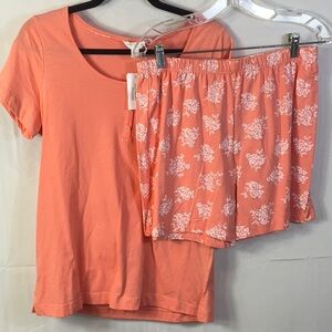 Charter Club Intimates Orange Short Sleeve Tee and Short Pajama Set Size Small